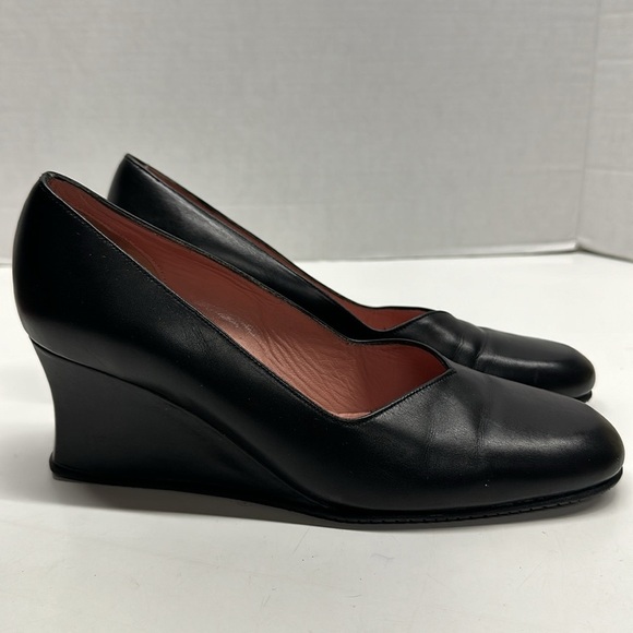 Stephane Kelian Shoes - Stephanie Kelian Paris Wedges Shoes Heels Leather Round Toe Black Women Size 9.5